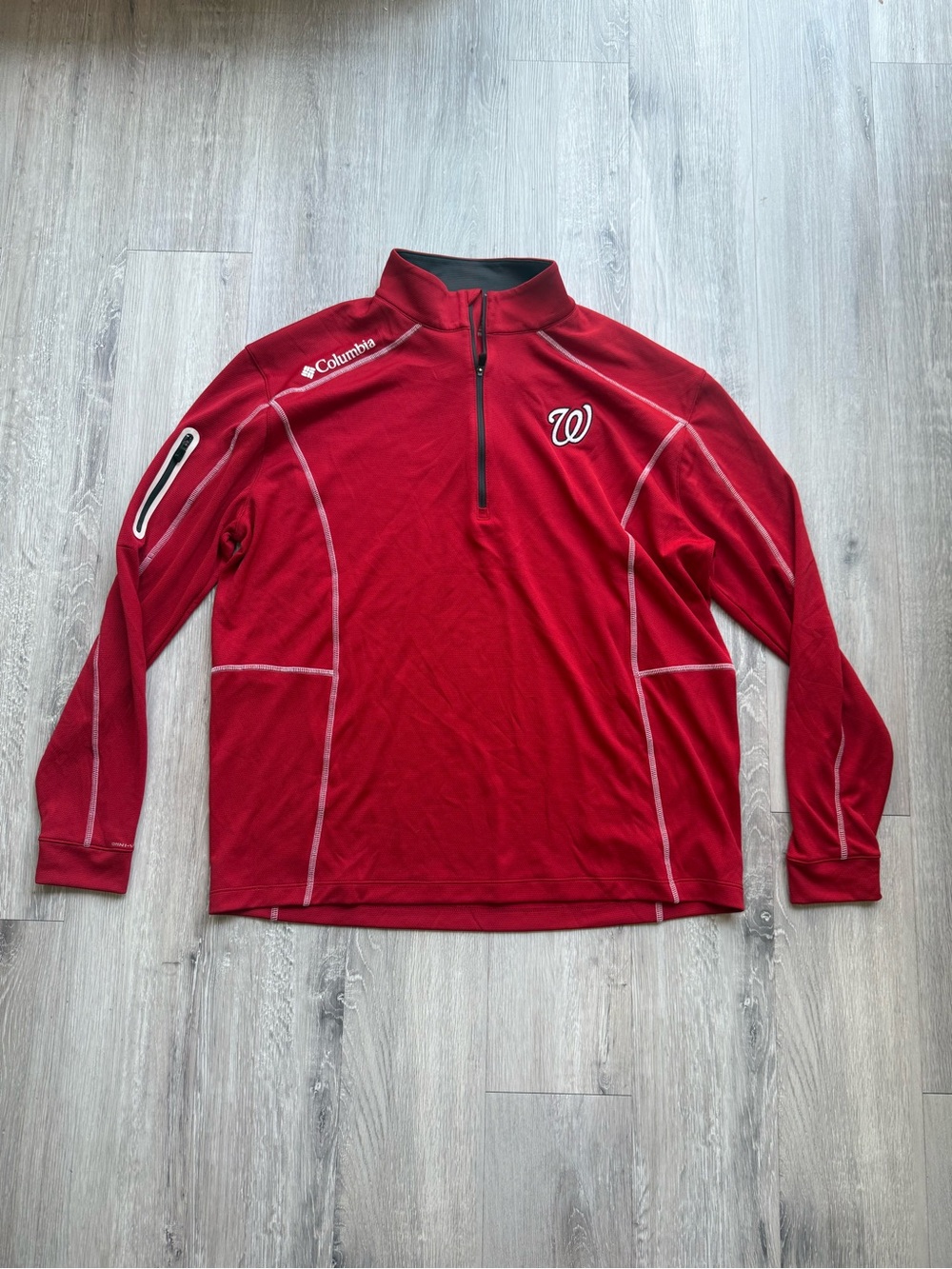 Columbia Washington Nationals Men's Red Quarter-Zip Performance Sweater